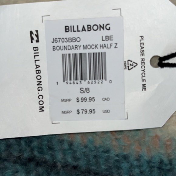 NWT Billabong Adventure Division Boundary Mock Half Zip Pullover - Picture 5 of 6